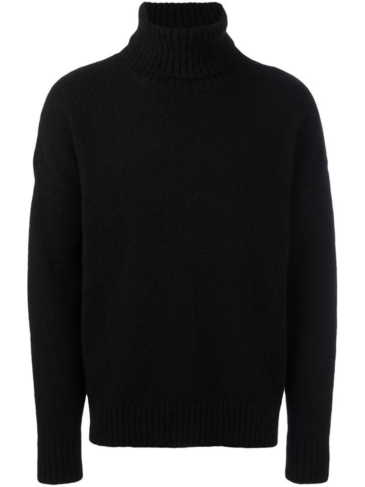 Ami Alexandre Mattiussi Oversized Turtleneck Sweater, Men's, Size: Xs, Black, Nylon/wool/alpaca