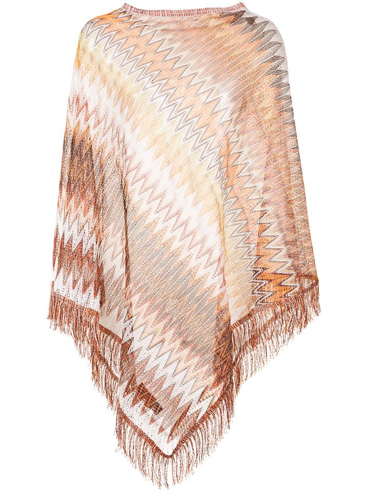 Missoni - Asymmetric Draped Poncho - Women - Nylon/viscose - One Size, Brown, Nylon/viscose