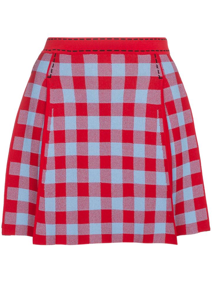 Adam Selman Mini Pleated Gingham Skirt - Red