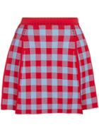 Adam Selman Mini Pleated Gingham Skirt - Red