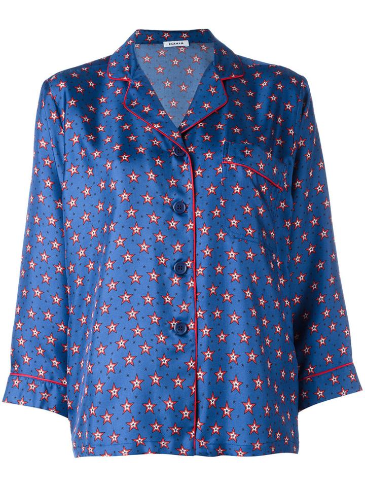 P.a.r.o.s.h. Stars Print Shirt, Women's, Size: Medium, Blue, Silk