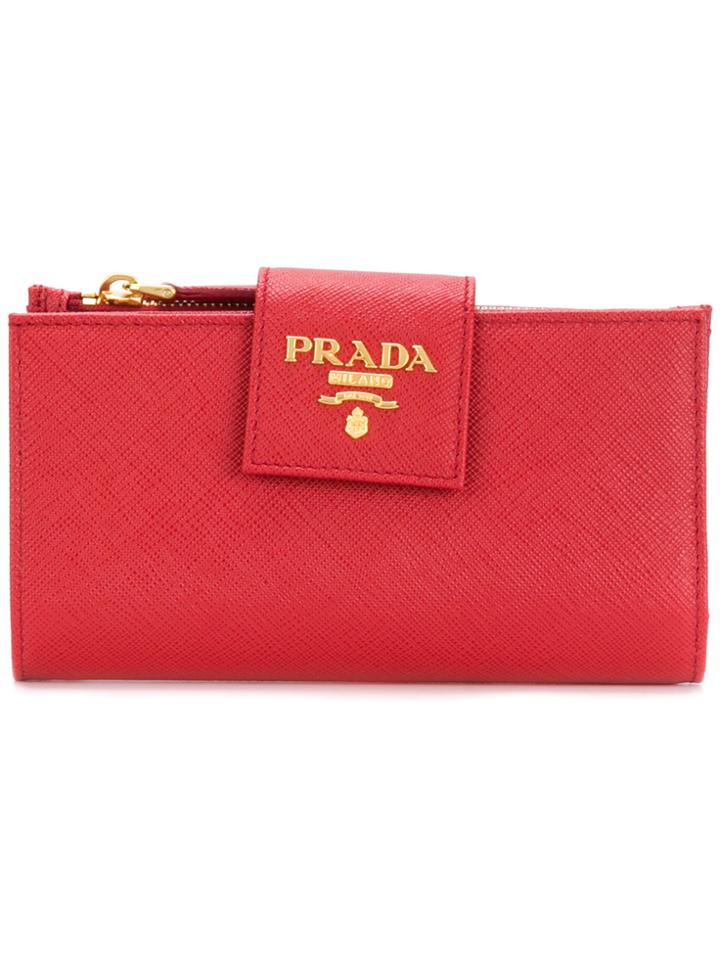 Prada Logo Plaque Purse - Red