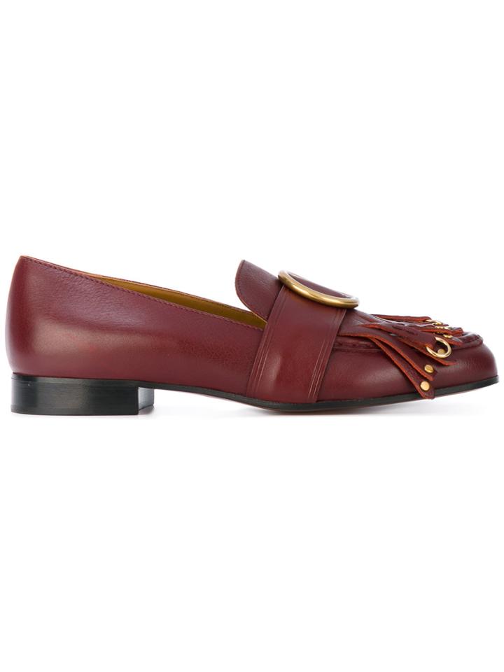 Chloé Olly Fringe Loafers - Red