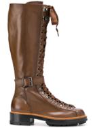 Santoni Lace-up High Boots - Brown