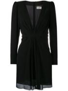 Saint Laurent Draped V-neck Dress - Black