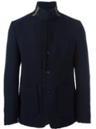 Sacai Raw Edge Blazer, Men's, Size: 2, Blue, Nylon/cupro/wool