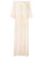 Off Shoulder Maxi Dress - Women - Silk/cotton/polyimide - Xs, Nude/neutrals, Silk/cotton/polyimide, Wandering