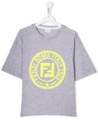 Fendi Kids Teen Logo Print T-shirt - Grey