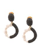 Oscar De La Renta Faux Pearl Chain Earrings - Grey