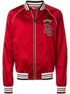 Dolce & Gabbana Logo Zipped Bomber Jacket - Red