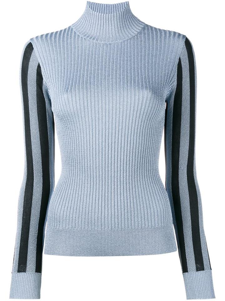 House Of Holland Ribbed Knit Jumper, Women's, Size: S/m, Blue, Polyester/metallic Fibre/rayon