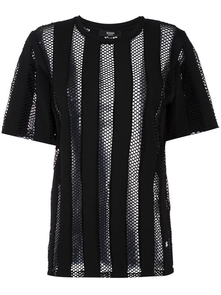 Versus Striped T-shirt, Women's, Size: 42, Black, Viscose/polyamide/spandex/elastane