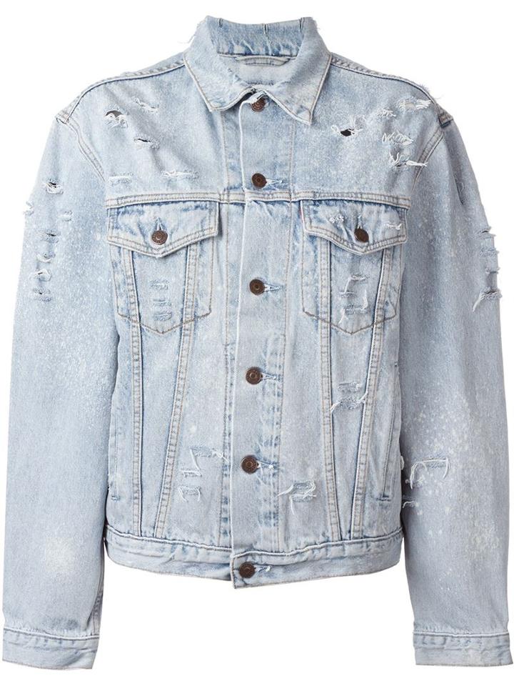 Forte Couture 'marilyn' Back Glitter Panel Distressed Denim Jacket