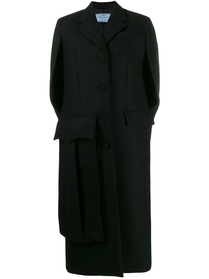 Prada Single-breasted Oversized Coat - Black