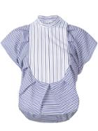 Rosetta Getty Striped Bib Ruffle Shirt - Blue