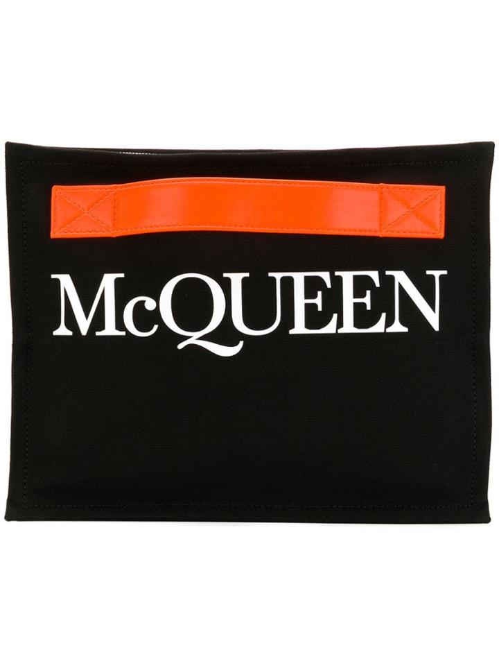 Alexander Mcqueen Logo Print Clutch Bag - Black
