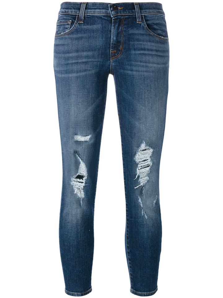 J Brand Distressed Skinny Jeans - Blue