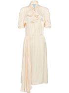Prada Short-sleeve Charmeuse Dress - White