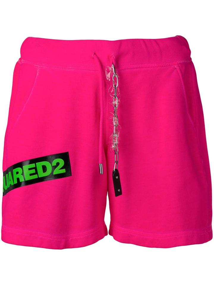 Dsquared2 Contrast Logo Shorts - Pink