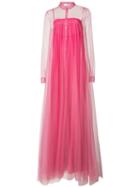 Vionnet Long Pleated Sheer Dress - Pink