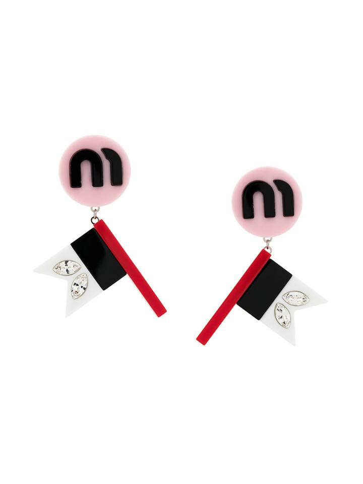 Miu Miu Hand-applied Crystals Earring - Pink & Purple
