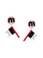Miu Miu Hand-applied Crystals Earring - Pink & Purple