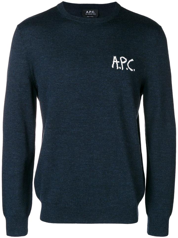 A.p.c. Logo Knit Jumper - Blue