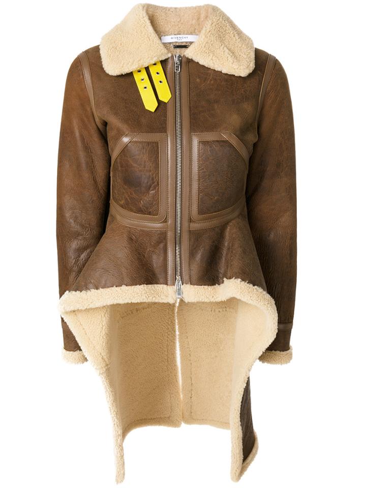 Givenchy Contrast Hem Sherling Jacket - Brown