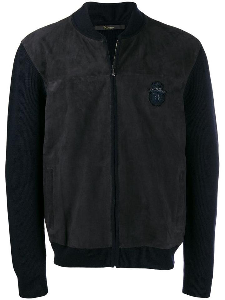 Billionaire Crest Embossed Bomber Jacket - Blue