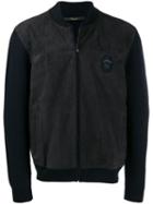 Billionaire Crest Embossed Bomber Jacket - Blue