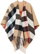 Burberry Check Wool Cashmere Cape - Neutrals