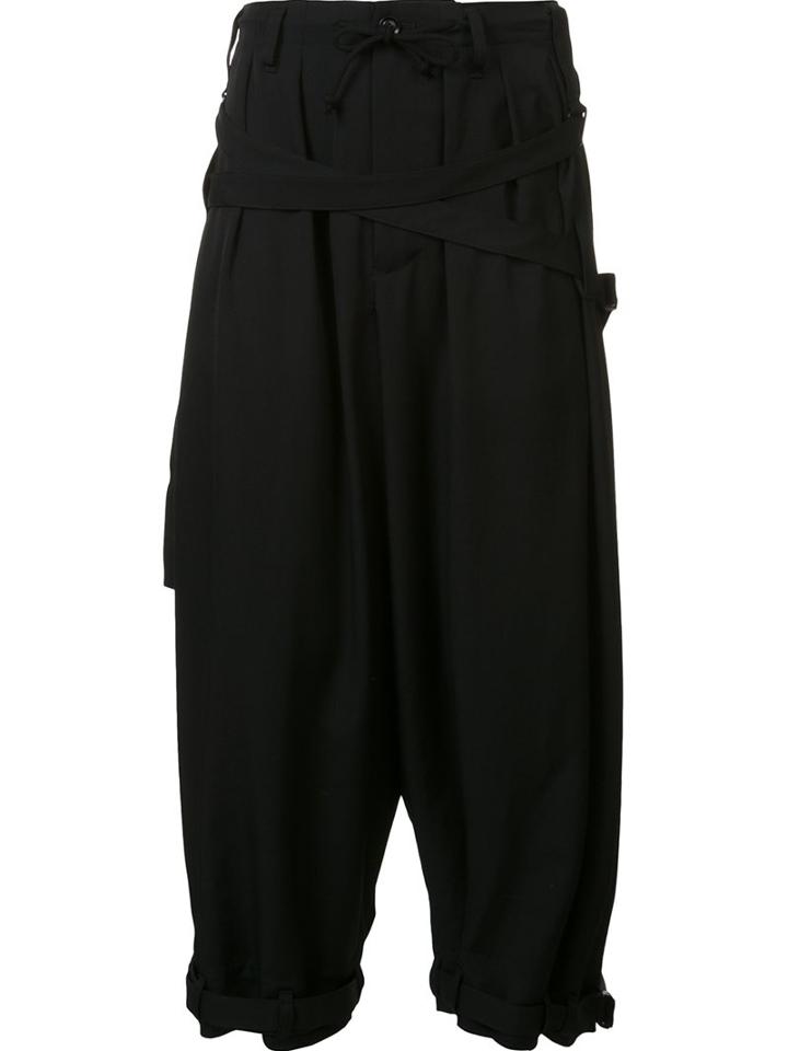 Yohji Yamamoto Cropped Balloon Trousers, Men's, Size: 3, Blue, Wool