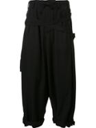 Yohji Yamamoto Cropped Balloon Trousers, Men's, Size: 3, Blue, Wool