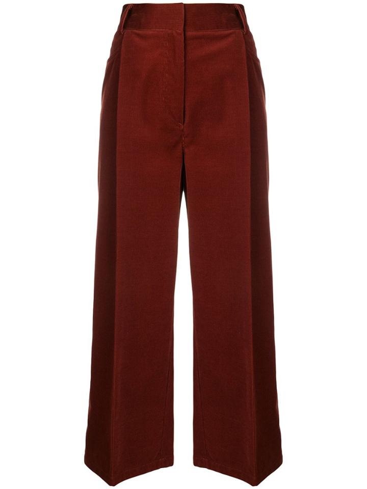 Brag-wette Cropped Corduroy Trousers - Red