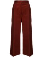 Brag-wette Cropped Corduroy Trousers - Red