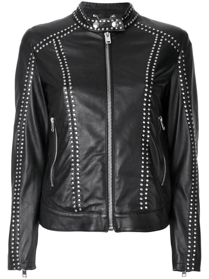 Diesel Studded Leather Jacket - Black