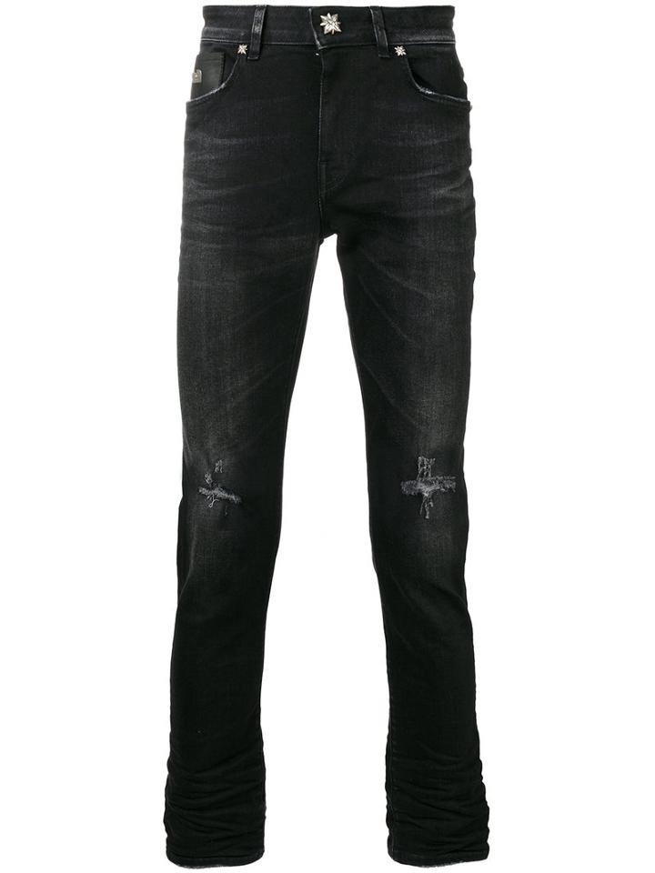 John Richmond - 'alvorada' Ripped Skinny Jeans - Men - Cotton/polyester/spandex/elastane - 48, Black, Cotton/polyester/spandex/elastane
