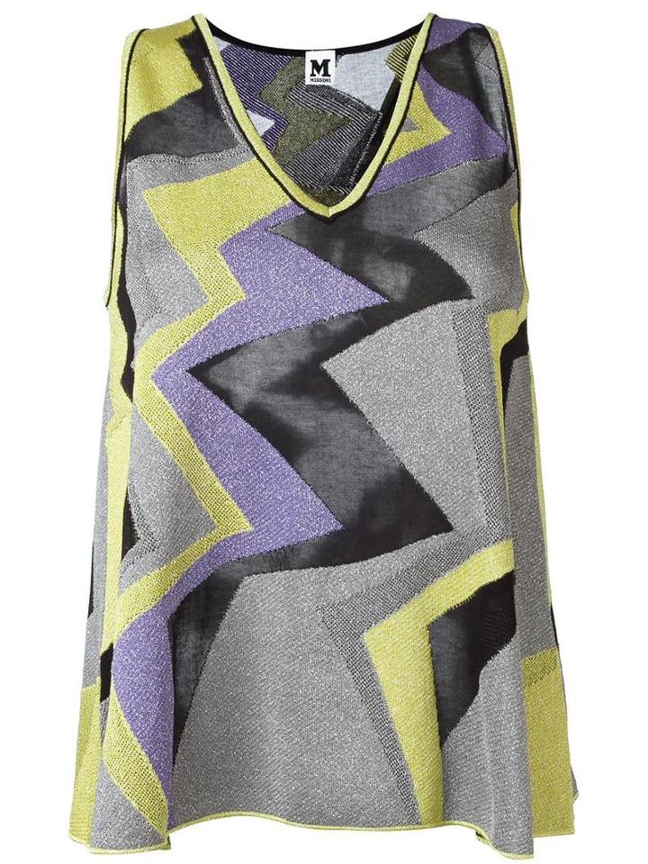 M Missoni Zig Zag Print Top, Women's, Size: 38, Polyamide/cotton/metallic Fibre