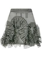 Msgm Gingham Ruffle Mini Skirt, Women's, Size: 44, Black, Polyester/polyamide/cotton