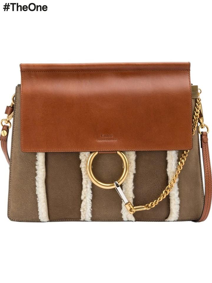 Chloé 'faye' Shoulder Bag, Women's, Brown, Calf Suede/calf Leather/lamb Skin