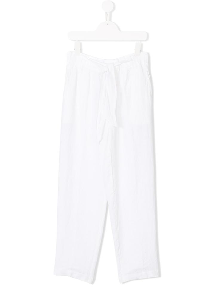 European Culture Kids Drawstring Straight Trousers - White