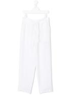 European Culture Kids Drawstring Straight Trousers - White