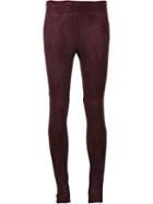 Urban Zen Leather Skinny Trousers, Women's, Size: 2, Red, Goat Suede