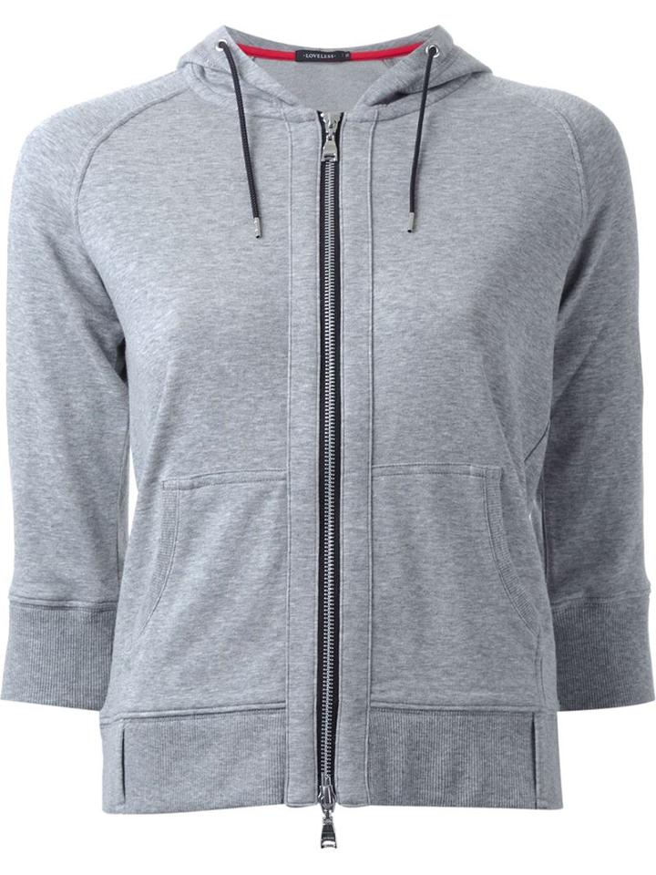 Loveless Skull Embroidery Zipped Hoodie, Women's, Size: 36, Grey, Cotton/polyester