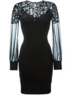 Just Cavalli Lace Panel Fitted Dress, Women's, Size: 38, Black, Viscose/spandex/elastane/polyamide/polyester