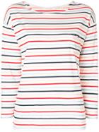Chinti & Parker Striped 3/4 Sleeve T-shirt - White