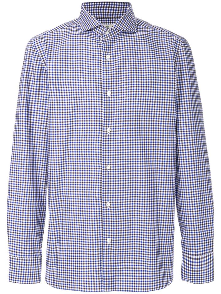 Luigi Borrelli Checked Long Sleeved Shirt - Blue