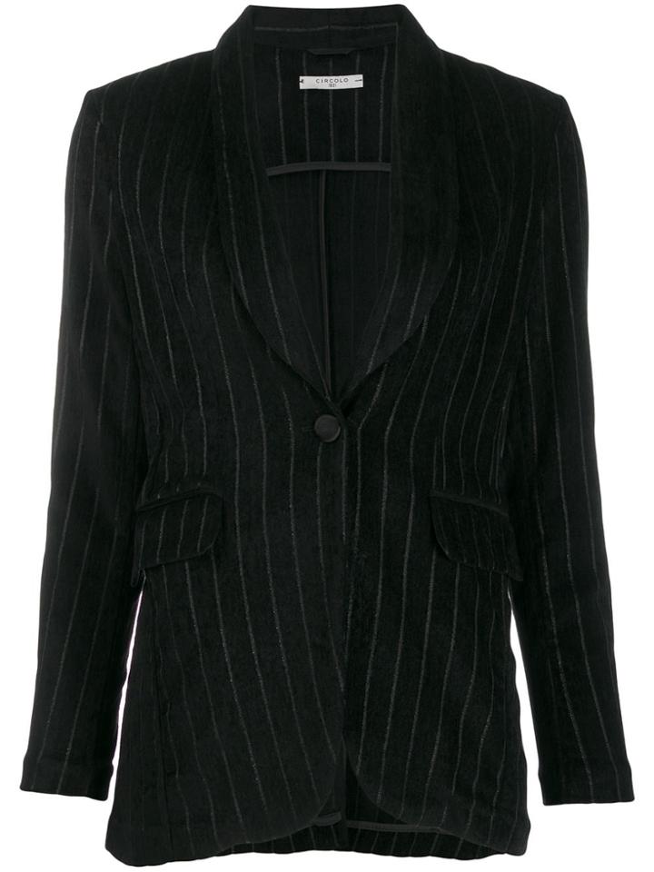 Circolo 1901 Single Breasted Striped Blazer - Black