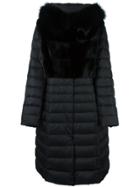 Liska Mink Fur Panel Puffer Coat - Black