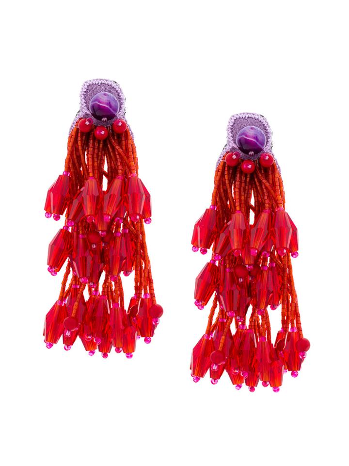 Etro Beaded Tassel Earrings - Red